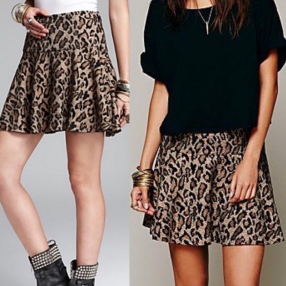 Free People Leopard Print Tapestry Mini Swing Skrt